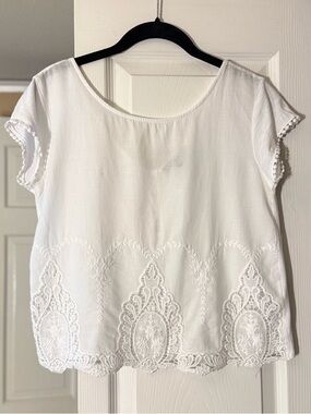 Mavi white lace cotton tee